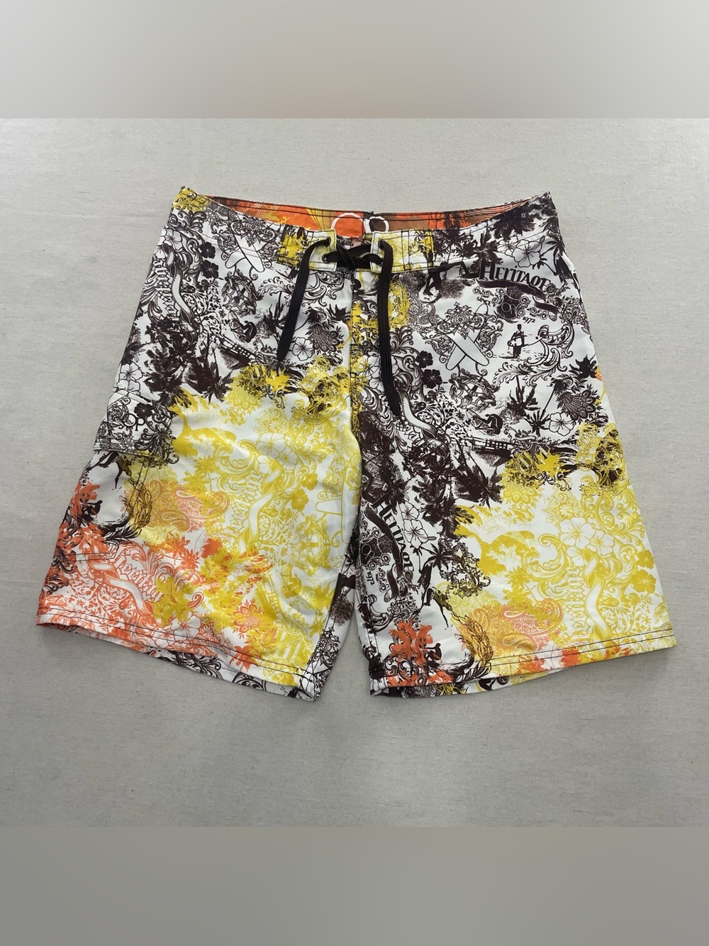 Vintage Op Ocean Pacific Swim Trunks Men's 36 Orange White Board Shorts